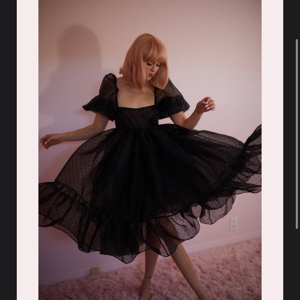 The Caviar Polka Dot French Puff Dress. NWOT never worn